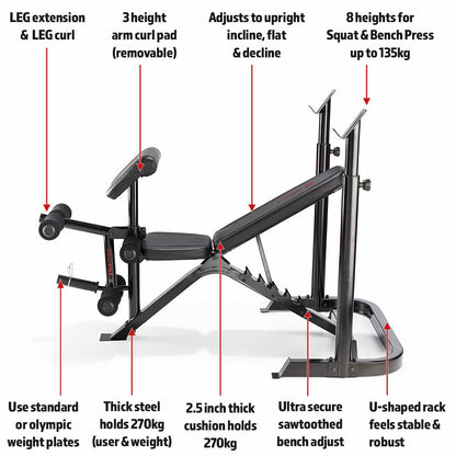 BE3000 Eclipse Weight Bench & Squat Rack