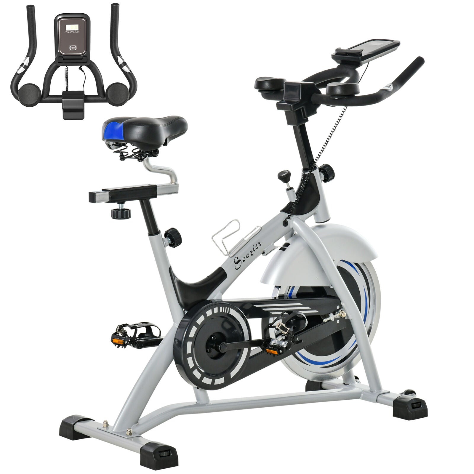 HOMCOM Cycling Exercise Bike LCD Monitor 15KG Flywheel Adjustable Seat & Handle