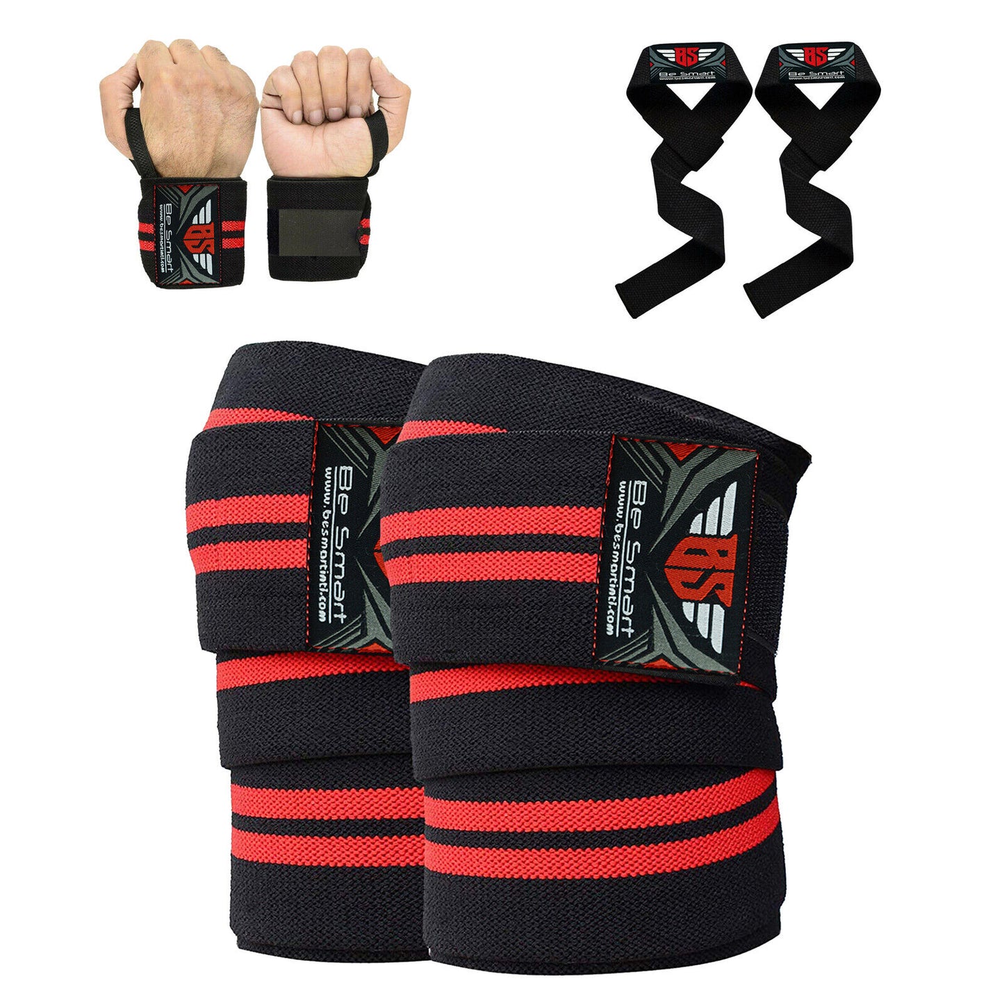 Knee Wraps Gym Training Weight Lifting Body Building Leg Support Wrist Straps R