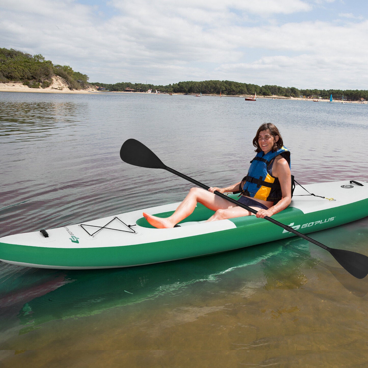 Inflatable Kayak 1 Person Sit on Canoe Paddle Kayak Blow up Boat Adjustable Oar