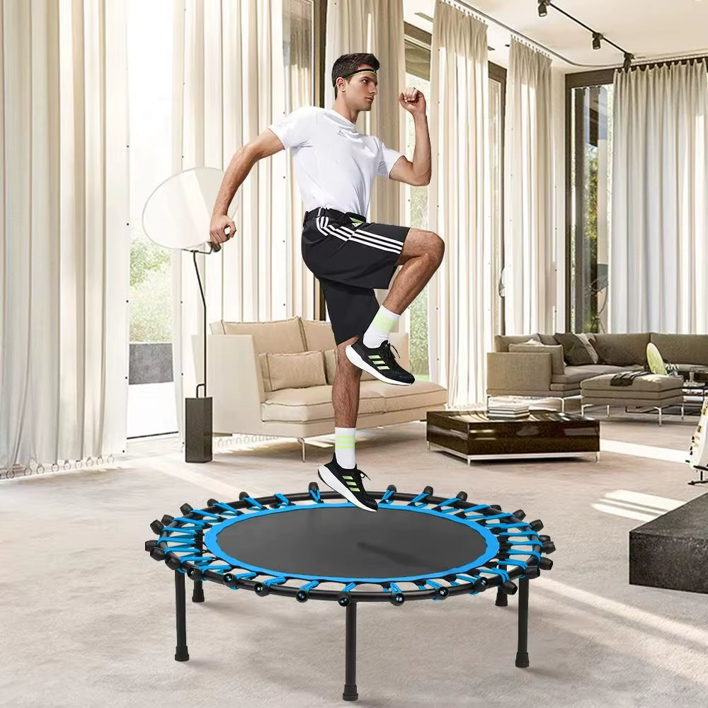 40 Inch Black Blue round Garden Trampoline Fitness Trampoline for Kids and Adults