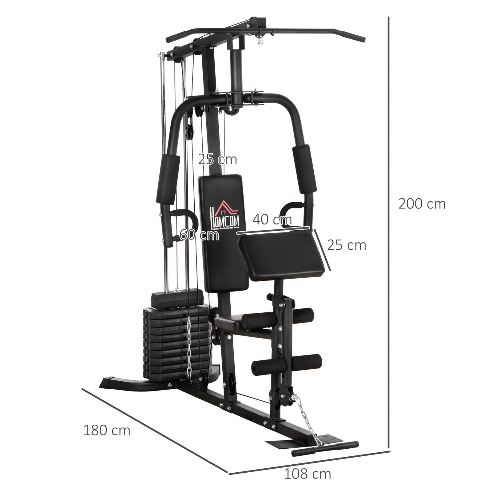 Multifunction Home Gym Machine with 45Kg Weight Stack, for Full Body Workout