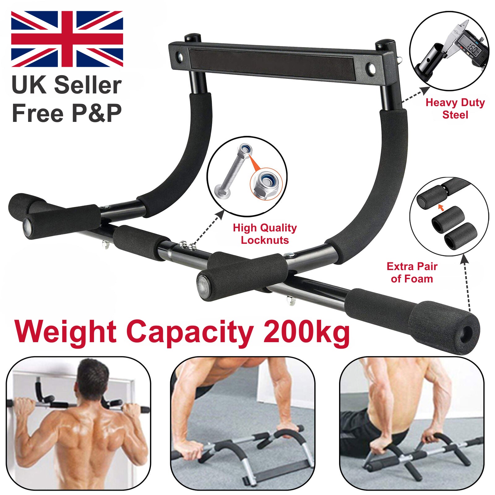 Doorway Pull up Bar Chinup Abdo Dip Station Situp Home Exercise Fitness Workout