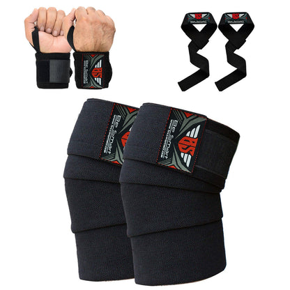 Knee Wraps Gym Training Weight Lifting Body Building Leg Support Wrist Straps R