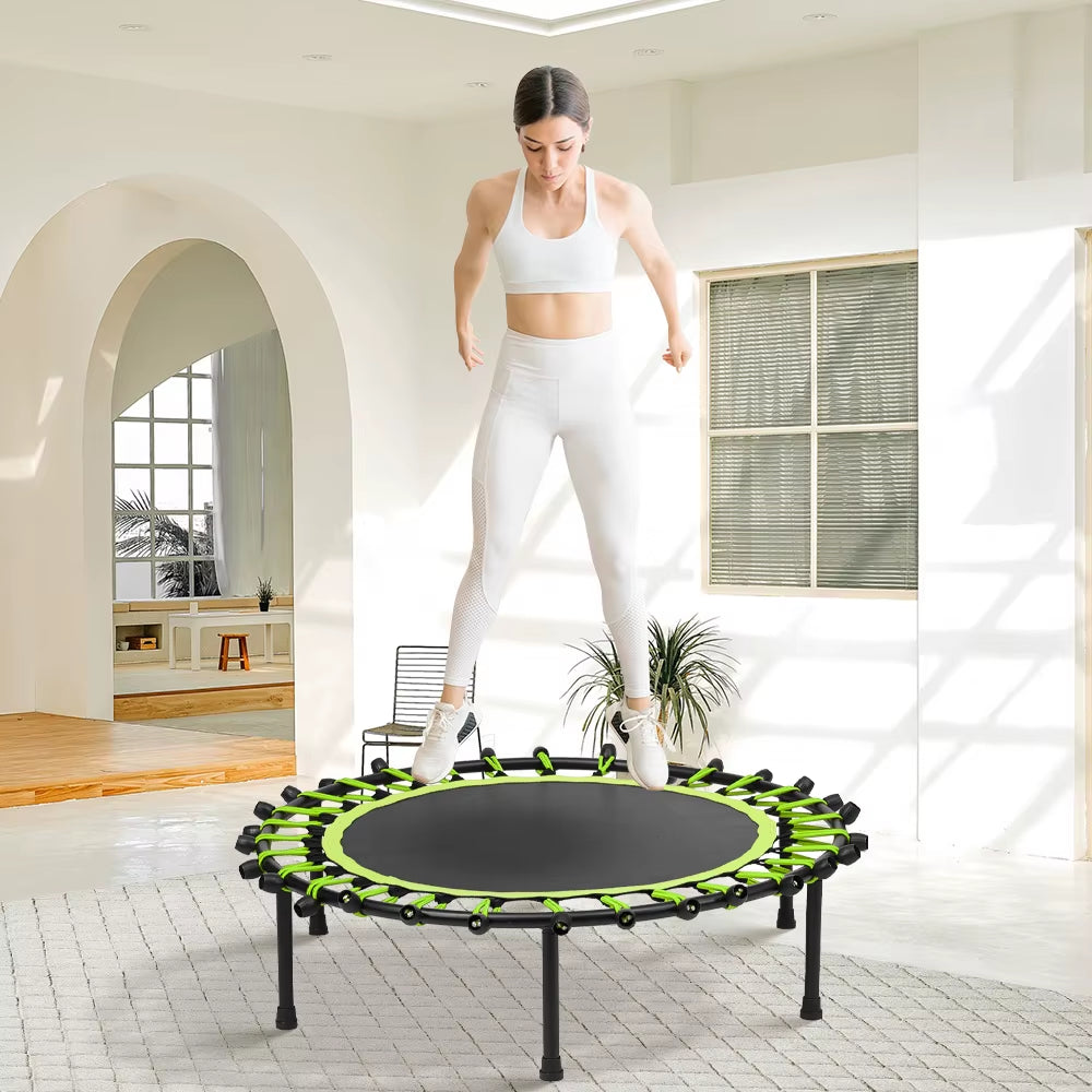 40 Inch Black Green round Garden Trampoline Fitness Trampoline for Kids and Adults