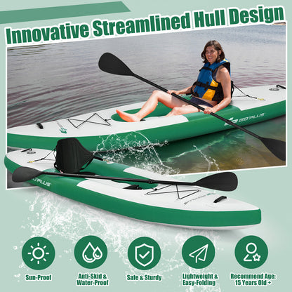 Inflatable Kayak 1 Person Sit on Canoe Paddle Kayak Blow up Boat Adjustable Oar