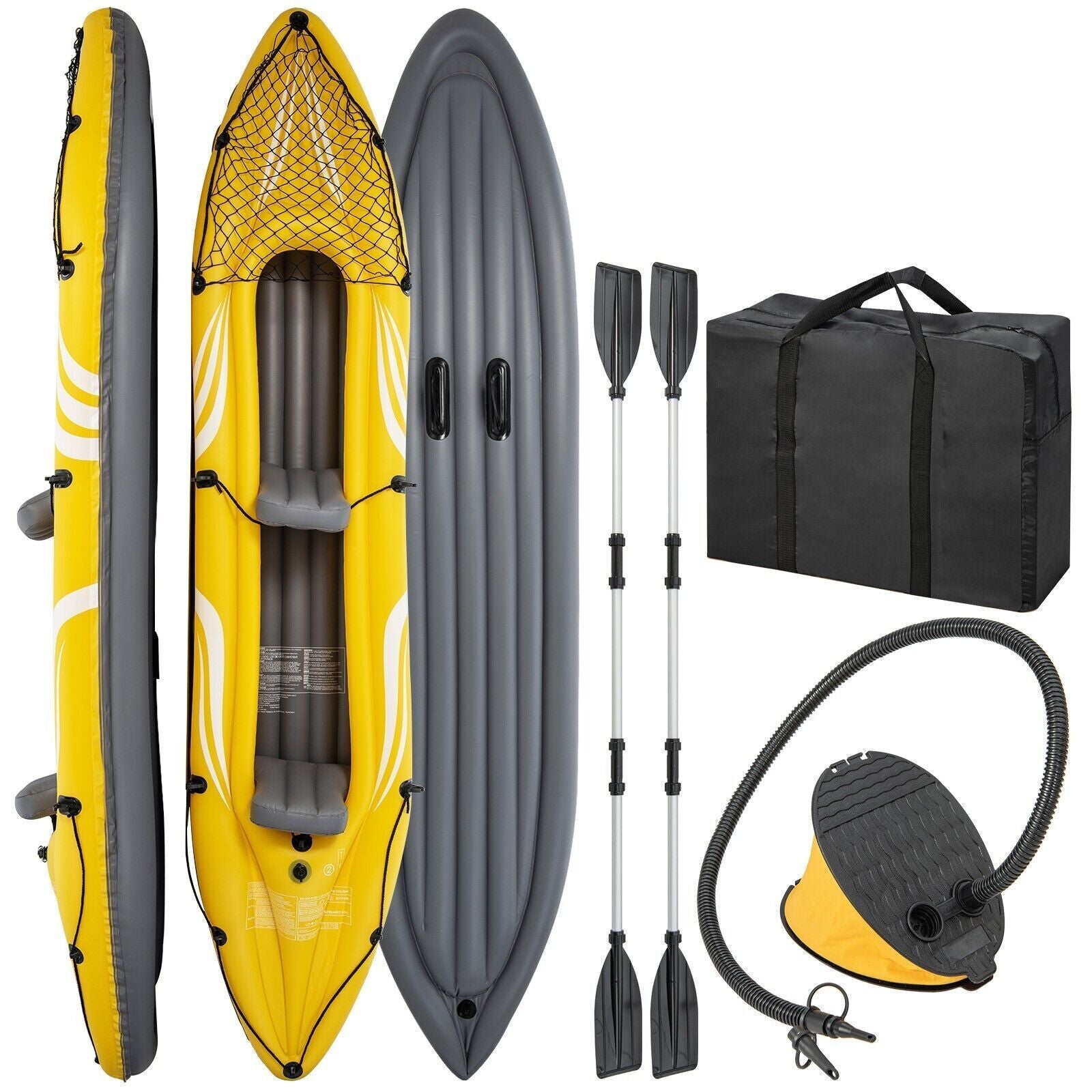 Inflatable Kayak 2-Person Portable Tandem Kayak Set Removable Seats W/ Foot Pump