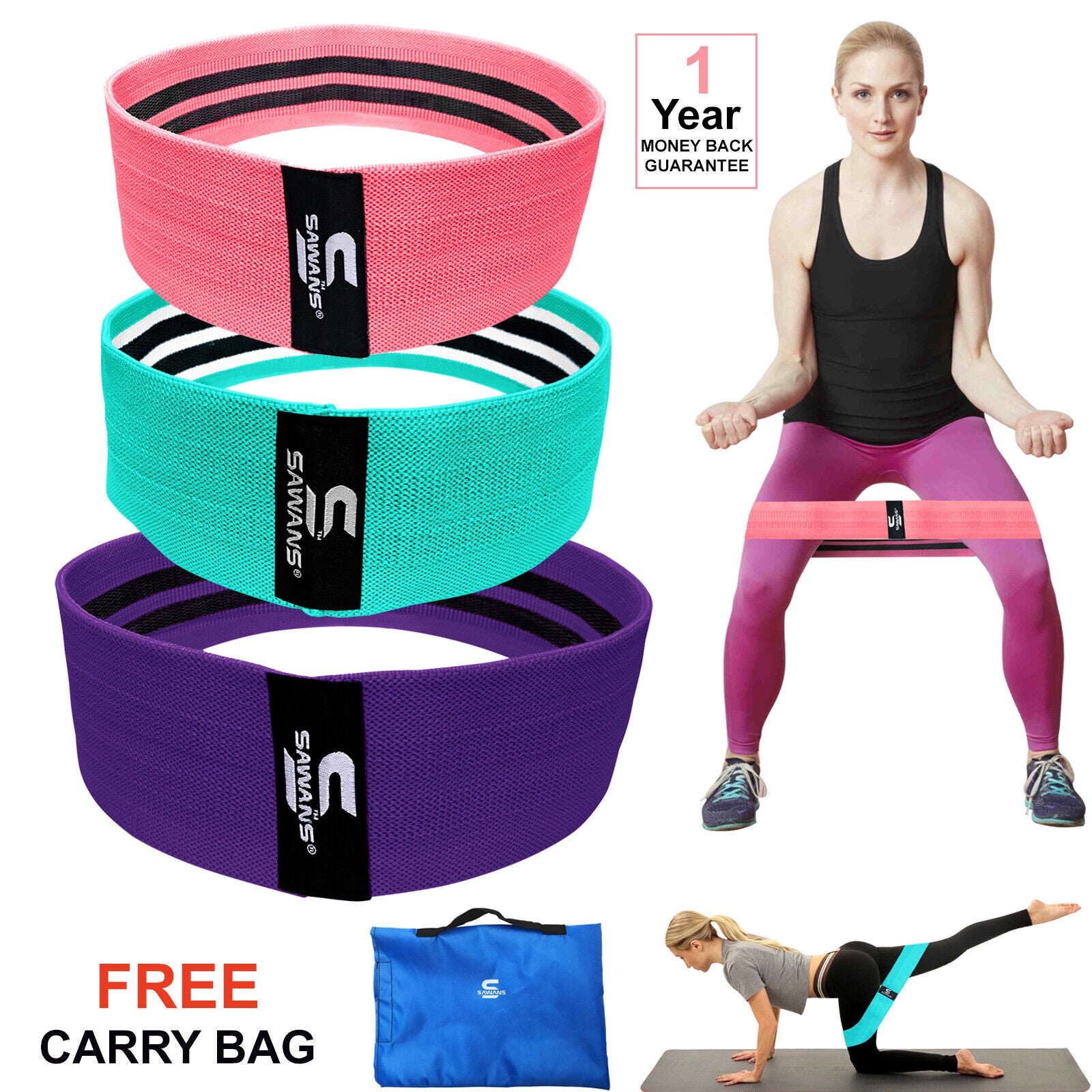 Resistance Bands Ladies Fabric Booty Bands Hip Circle Legs Glutes Squat Exercise