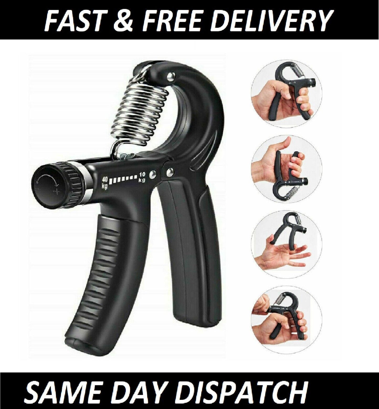 10-60KG Adjustable Hand Grip Strengthener Wrist Forearm Trainer Exerciser