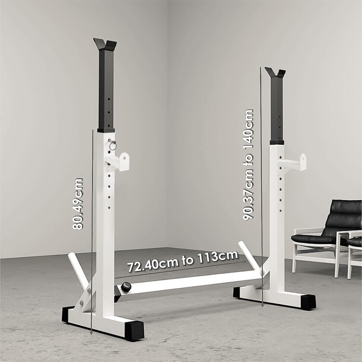 Adjustable Barbell Rack Squat Stand Pair Weight Lifting Bench Press Home Gym UK