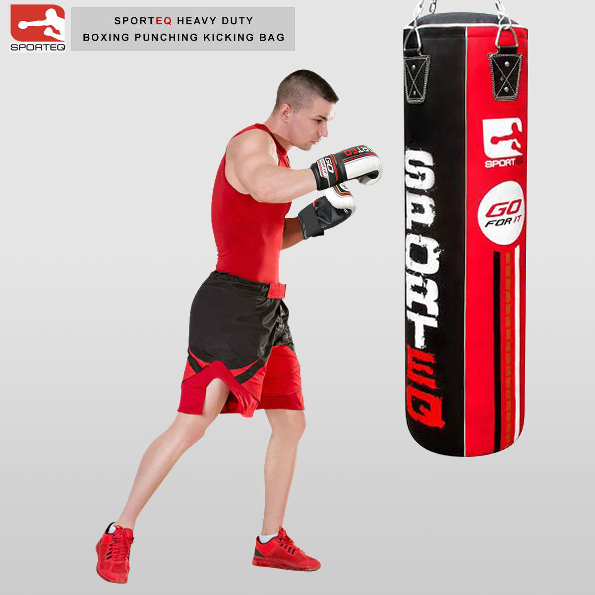 3Ft/4Ft/5Ft Punchbag Heavy Filled, Sporteq Boxing Sets,Gym Quality Pro Bag Combo