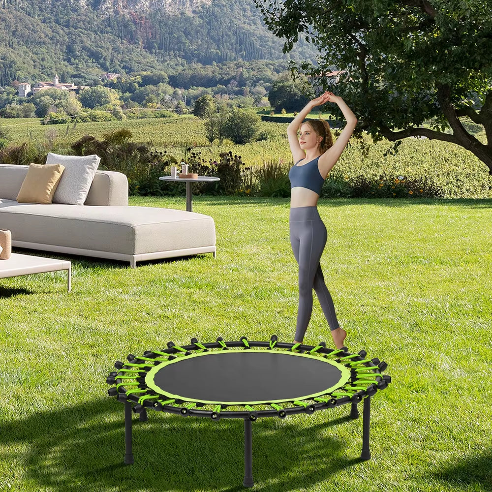 40 Inch Black Green round Garden Trampoline Fitness Trampoline for Kids and Adults