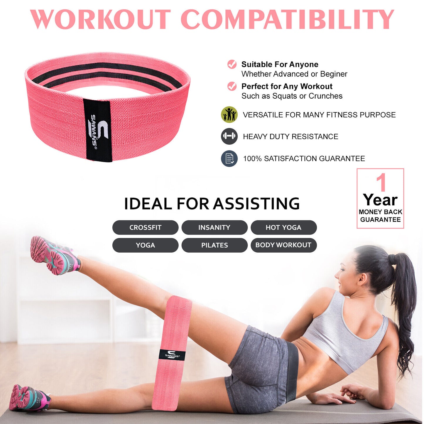 Resistance Bands Ladies Fabric Booty Bands Hip Circle Legs Glutes Squat Exercise