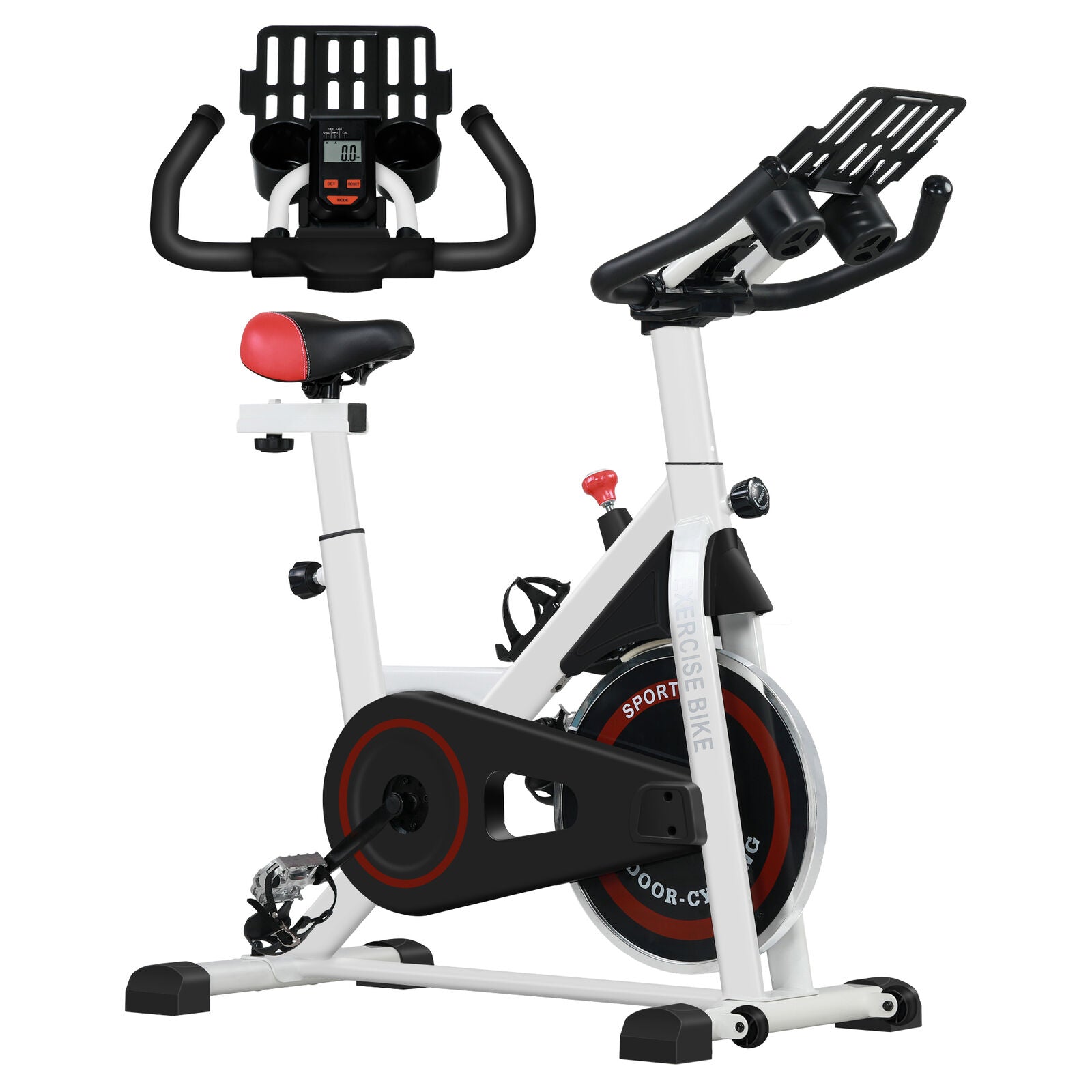 HOMCOM 8Kg Flywheel Exercise Bike with Adjustable Height, Resistance, White