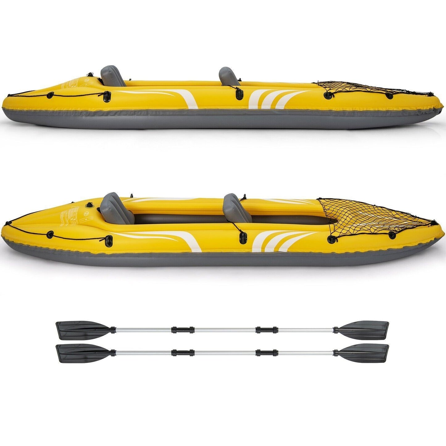 Inflatable Kayak 2-Person Portable Tandem Kayak Set Removable Seats W/ Foot Pump