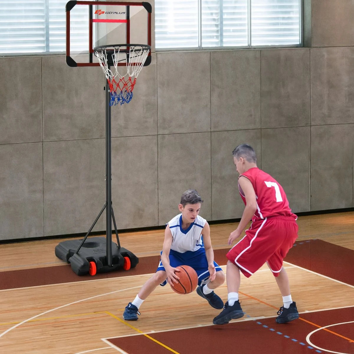 Basketball Hoop and Goal Set with Wheel for Basketball Gym