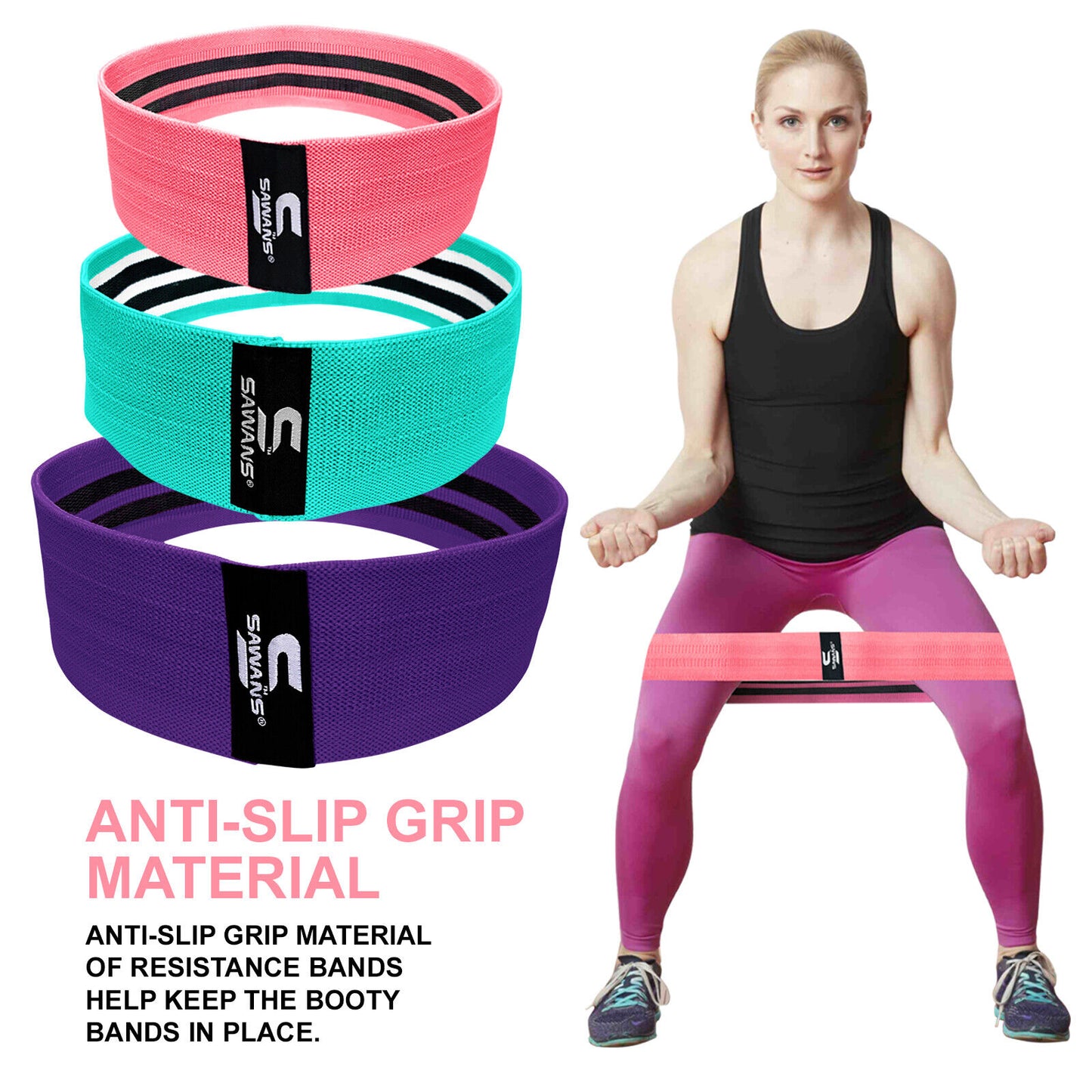 Resistance Bands Ladies Fabric Booty Bands Hip Circle Legs Glutes Squat Exercise