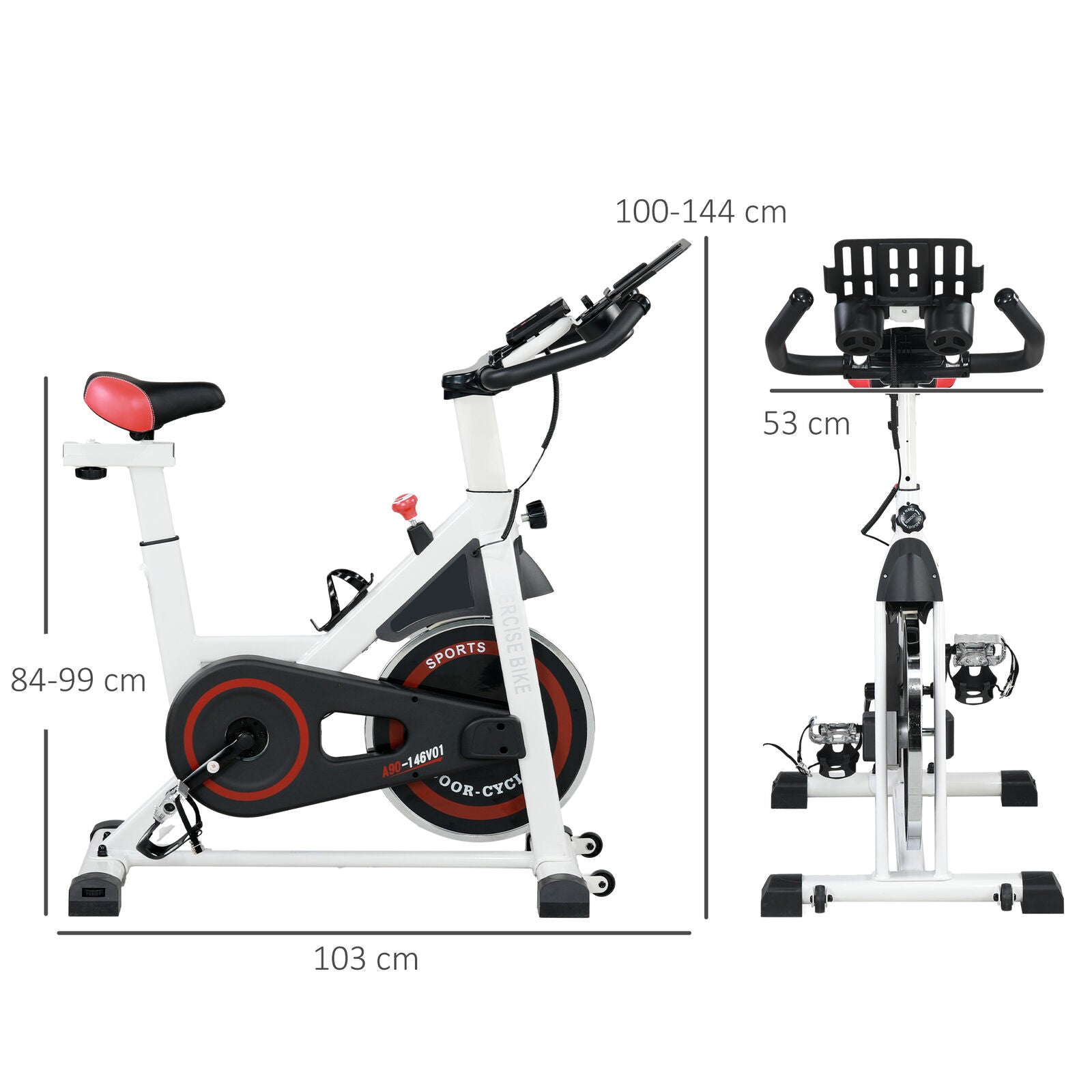 HOMCOM 8Kg Flywheel Exercise Bike with Adjustable Height, Resistance, White