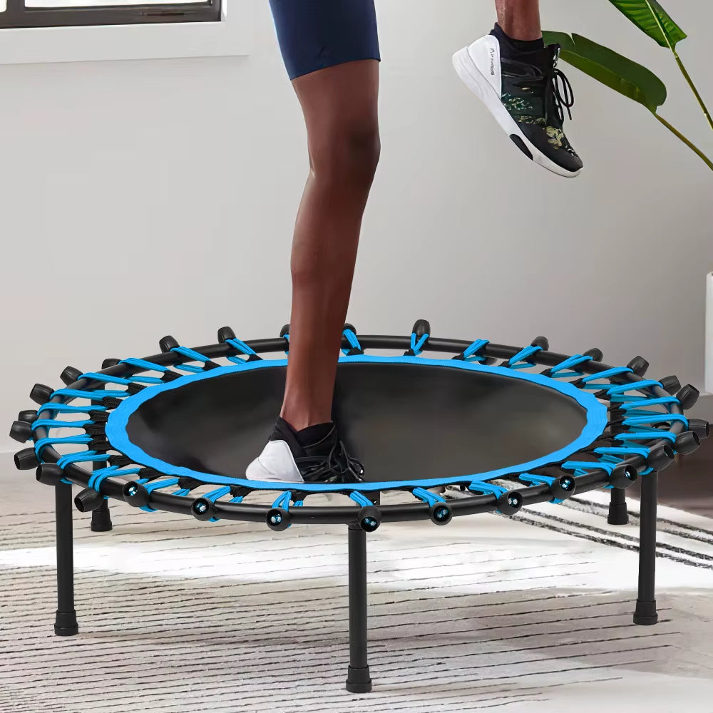 40 Inch Black Blue round Garden Trampoline Fitness Trampoline for Kids and Adults