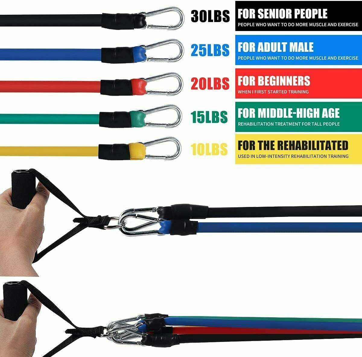 11PCS Set Resistance Bands Workout Exercise Crossfit Fitness Yoga Training Tubes