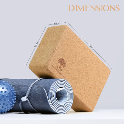 Eco-Lux Cork Yoga Block Non-Slip Sustainable Accessory for Yoga, Pilates Fitness