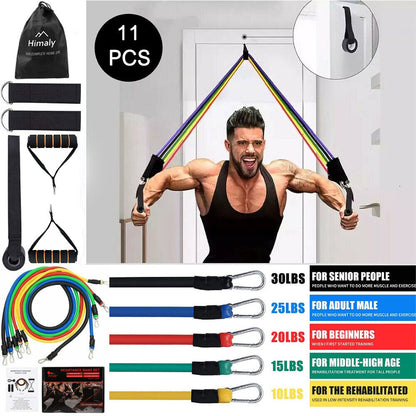 11PCS Set Resistance Bands Workout Exercise Crossfit Fitness Yoga Training Tubes