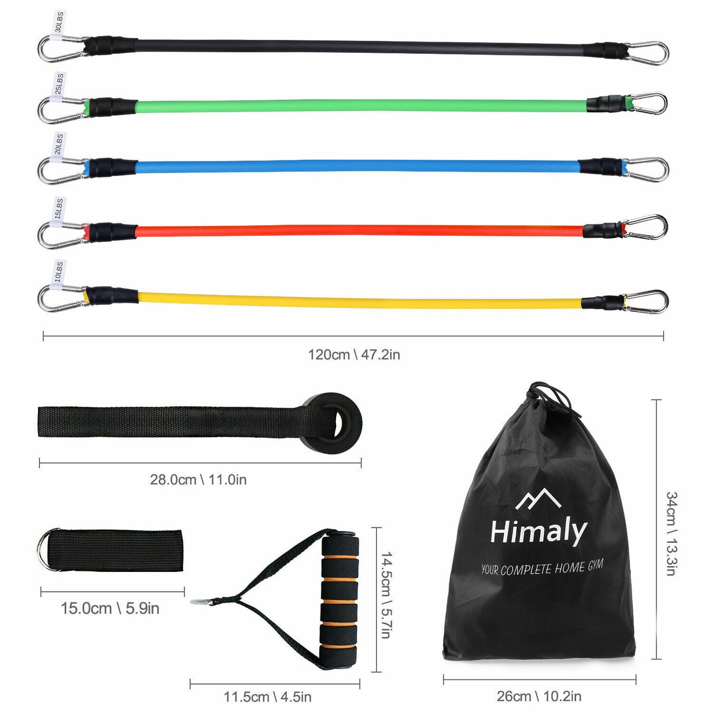 11PCS Set Resistance Bands Workout Exercise Crossfit Fitness Yoga Training Tubes