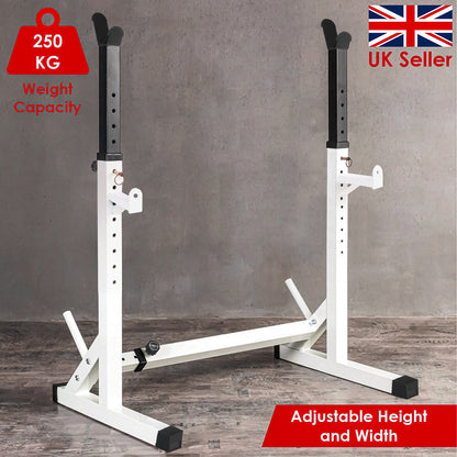 Adjustable Barbell Rack Squat Stand Pair Weight Lifting Bench Press Home Gym UK